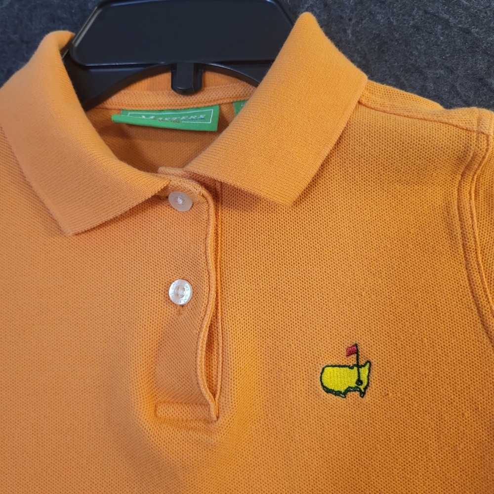 Masters Collection Kids Orange Cotton Pique Polo Shirt Logo Size S 8/10